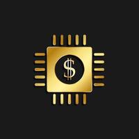 Broker, business, chip gold icon. Vector illustration of golden dark background. Gold vector icon