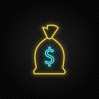 finance, investment neon icon. Blue and yellow neon vector icon. Transparent background