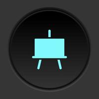 Round button icon, blackboard. Button banner round, badge interface for application illustration on dark background vector