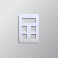 calculator paper style, iocn. Grey color vector background- Paper style vector icon.