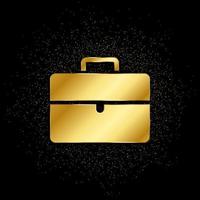 briefcase gold icon. Vector illustration of golden particle background. isolated vector sign symbol - Education icon black background .