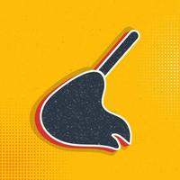 broom, mop pop art, retro icon. Vector illustration of pop art style on retro background