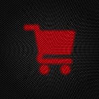 Shopping, basket vector Light red color retro style vector icon on white background