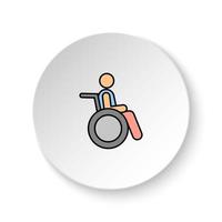 Round button for web icon, Diseases, invalid, stroller. Button banner round, badge interface for application illustration on white background vector