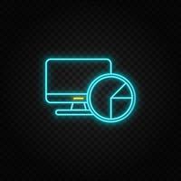 Memory, computer. Blue and yellow neon vector icon. Transparent background on dark background