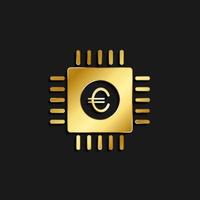 Broker, business, chip, euro gold icon. Vector illustration of golden dark background. Gold vector icon