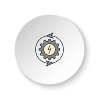 Round button for web icon, settings, eco, energy. Button banner round, badge interface for application illustration on white background vector