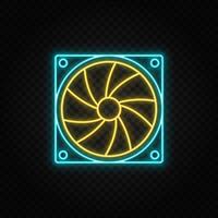 Culler. Blue and yellow neon vector icon. Transparent background on dark background