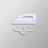 Ironing, steaming paper style, icon. Grey color vector background- Paper style vector icon.