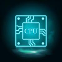 Cpu , hardware vector blue neon icon. Illustration isolated vector sign symbol - computer technologies icon vector neon - Vector