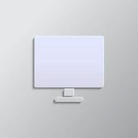 monitor, computer paper style, iocn. Grey color vector background- Paper style vector icon.