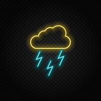 rain, energy, lighting neon vector icon. Blue and yellow neon vector icon. Vector transparent background