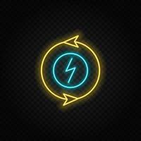 eco, energy neon vector icon. Blue and yellow neon vector icon. Vector transparent background