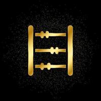 abacus, counting gold icon. Vector illustration of golden particle background. isolated vector sign symbol - Education icon black background .