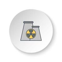 Round button for web icon, nuclear, plant. Button banner round, badge interface for application illustration on white background vector