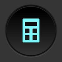 Round button icon, calculator. Button banner round, badge interface for application illustration on dark background vector
