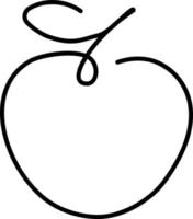 Apple continuous line drawing, Black and white vector minimalistic linear illustration made of one line.