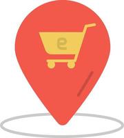 E-commerce location, grocery cart color vector icon.