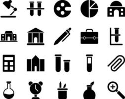 School and Education Icons set. loupe, zoom in. Vector Illustration Set Of Simple Training Icons. Elements Presentation, Demonstration, University