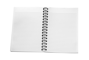 cuaderno de espiral abierto aislado con trazado de recorte para maqueta png