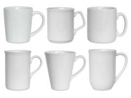 white cups set isolated with clipping path for mockup png