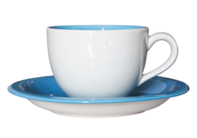empty cup and saucer isolated with clipping path for mockup png