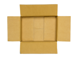 Top view of cardboard box isolated with clipping path png