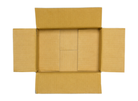 Top view of cardboard box isolated with clipping path png