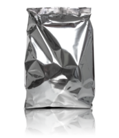 Foil package bag isolated with reflect floor for mockup png