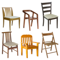 set of wooden chair isolated with clipping path png