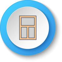 Round button for web icon, building, window. Button banner round, badge interface for application illustration . vector