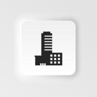 Building vector neumorphic style icon. Building illustration black an white vector neumorphic style icon isolated on white background - Vector. Building neumorphic style icon. .