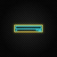 Sd. Blue and yellow neon vector icon. Transparent background on dark background