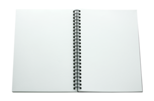 caderno espiral aberto isolado com traçado de recorte para maquete png