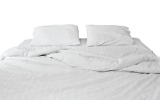 bianca biancheria da letto e cuscino isolato con ritaglio sentiero png