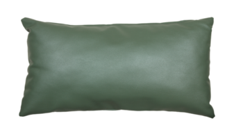 green leather pillow isolated with clipping path png