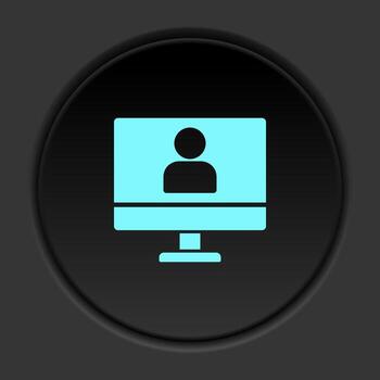 redondo botón icono, en línea, educación, avatar. botón bandera redondo, Insignia interfaz para solicitud ilustración en oscuro antecedentes vector