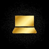 computer gold icon. Vector illustration of golden particle background. isolated vector sign symbol - Education icon black background .