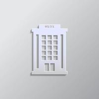 edificio, hotel papel estilo, icono. gris color vector fondo- papel estilo vector icono.