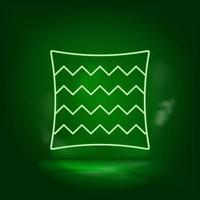 Bedding, cushion green neon icon - Vector. vector