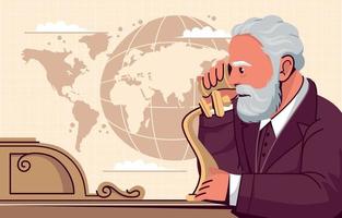 Alexander Graham Bell Day Concept with Globe Background vector