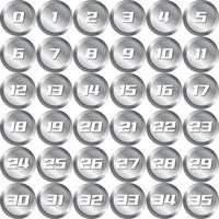 Silver Metallic Badge Bullet Numbering vector