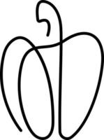 Continuous line pepper for grocery store, printing on posters and banners. Linear style. vector