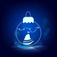 Christmas ball smoke effect neon icon. Cristmas decoration vector illustration isolated on blue.Vector neon icon illustration on white background