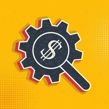 configuración, dólar popular arte, retro icono. vector ilustración de popular Arte estilo en retro antecedentes