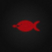 Big, fish, small, business vector Light red color retro style vector icon on white background