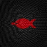 Big, fish, small, business vector Light red color retro style vector icon on white background