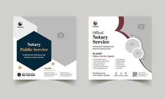 notary service social media post square web banner marketing layout template. vector