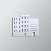 building, city paper style, icon. Grey color vector background- Paper style vector icon.