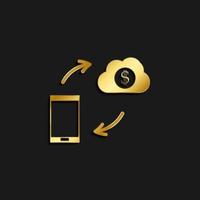 Climate, cloud gold icon. Vector illustration of golden dark background. Gold vector icon